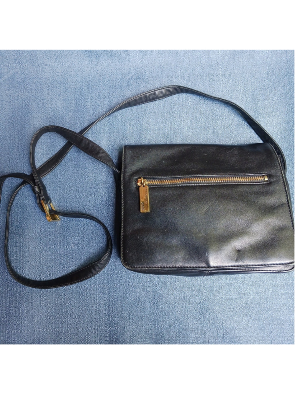 VTG Ralph Lauren Leather Crossbody Bag Black Purse Classic Timeless